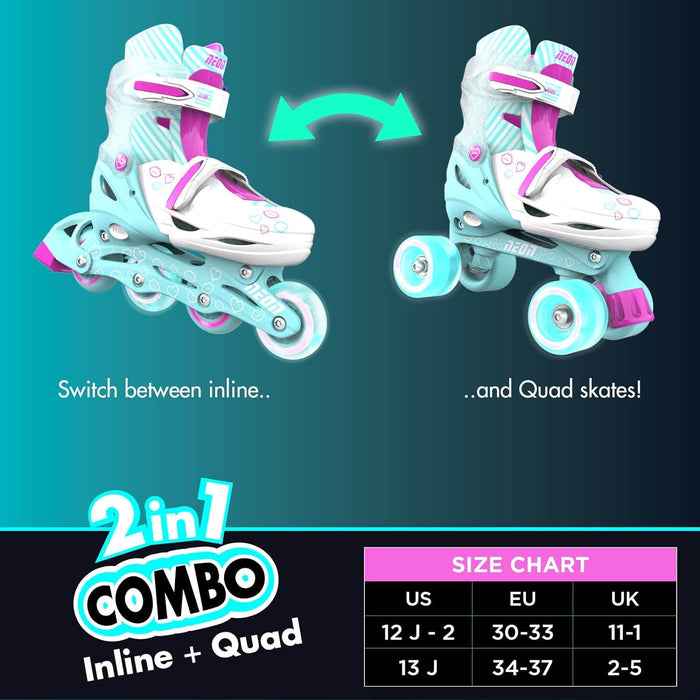 Neon Combo Skates (SIZE 30 - 33 )T  EAL PINK