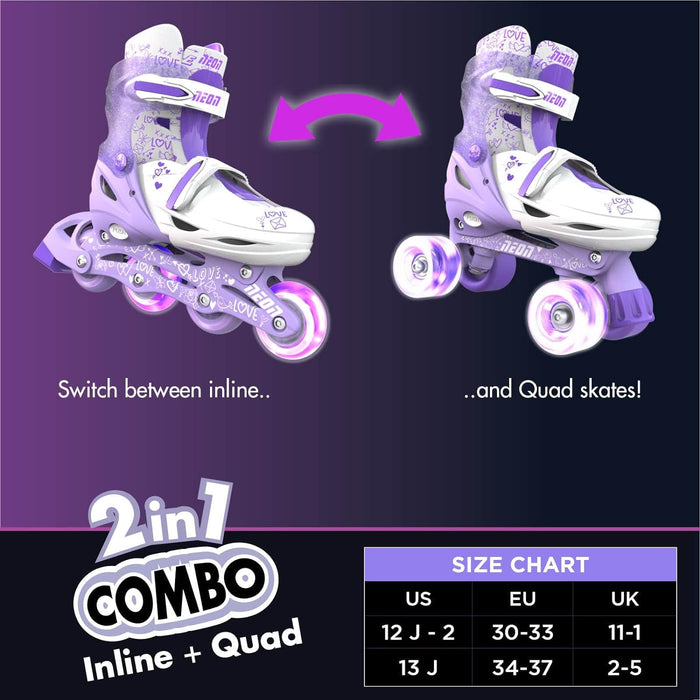 Neon Combo Skates (SIZE 3-6) PURPLE
