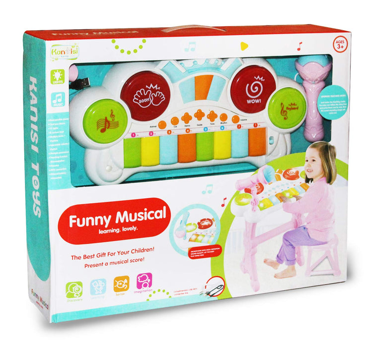 Akshat Funny Musical Mini Piano 15 Lights with a Microphone